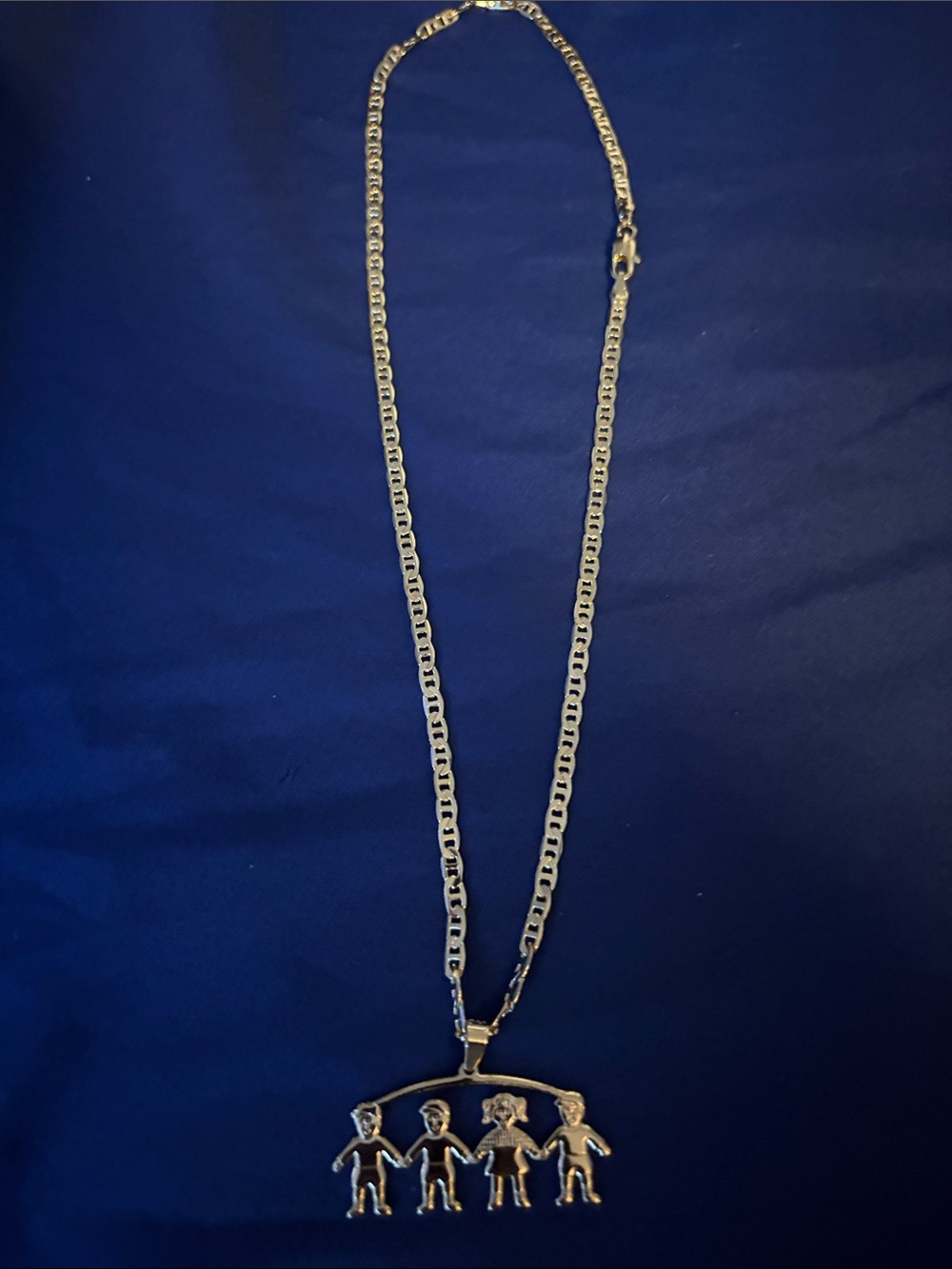 Gold Family Silhouette Pendant Necklace - 3 Boys & 1 Girl